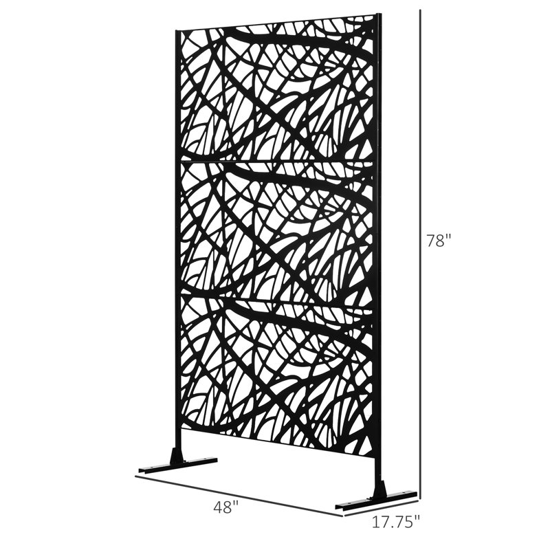 Écran d'intimité extérieur de 6,5 pi, clôture en acier transparent pour allée de jardin, cour arrière avec écran à branches torsadées, motif de cloison