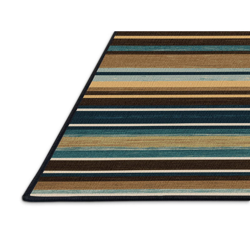 Washable Desert Horizon Southwestern Area Rug, Round 5'