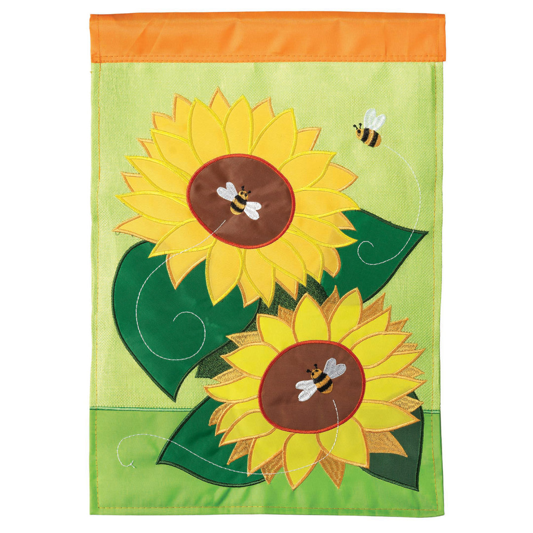 Gallois Sunflowers and Bees 2-Sided Polyester Garden Flag August Grove® 