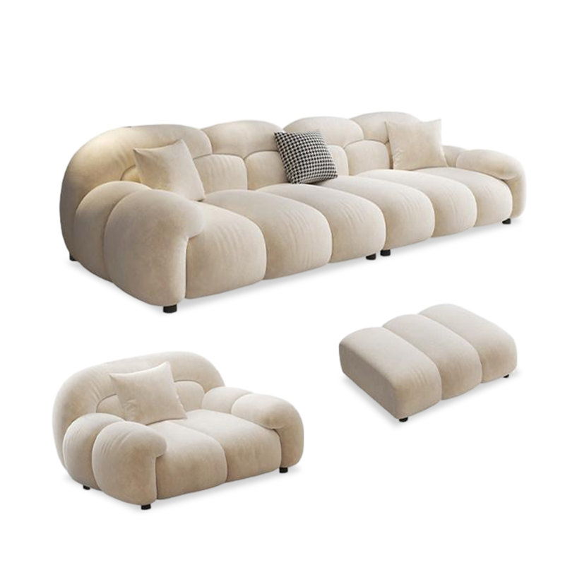 Ensemble de salon en polyester 3 pièces beige