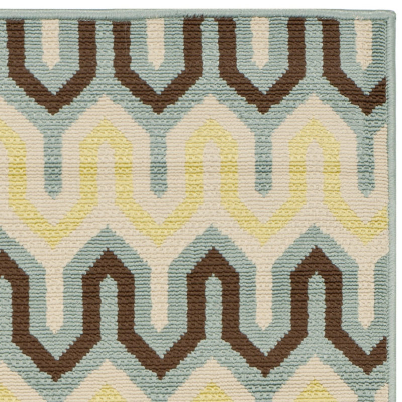 Tapis beige / bleu Kelston, Rectangle 2 pi 7 po x 5 pi