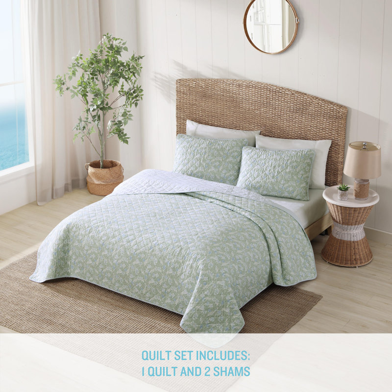 Pineapple Bloom Quilt, Green/Yellow, Queen Quilt + 2 Standard Shams