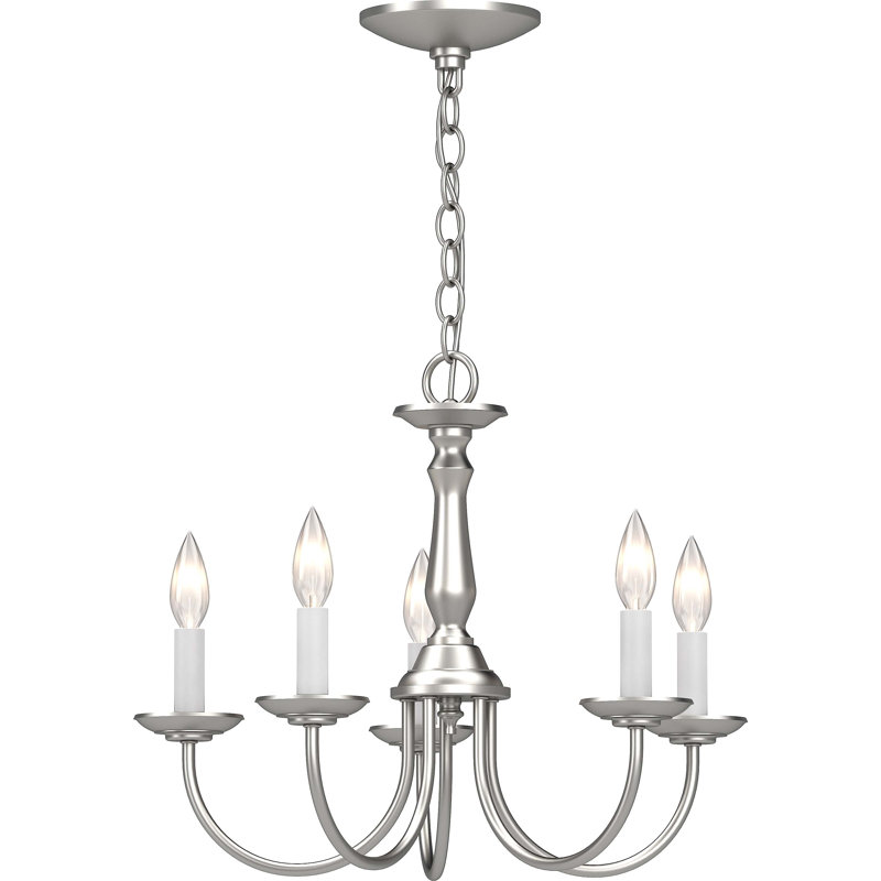 Clydeen 5-Light Indoor Brushed Nickel Classic/Traditional Candelabra Chandelier, Brushed Nickel