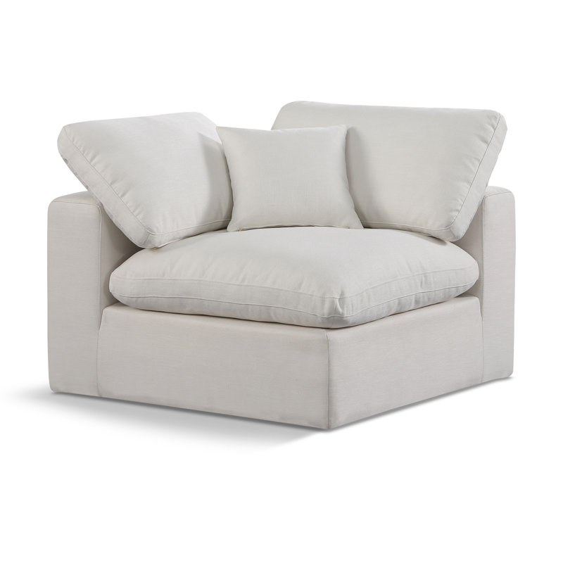 Fauteuil d'angle 40 po, Tissu crème texturé en lin