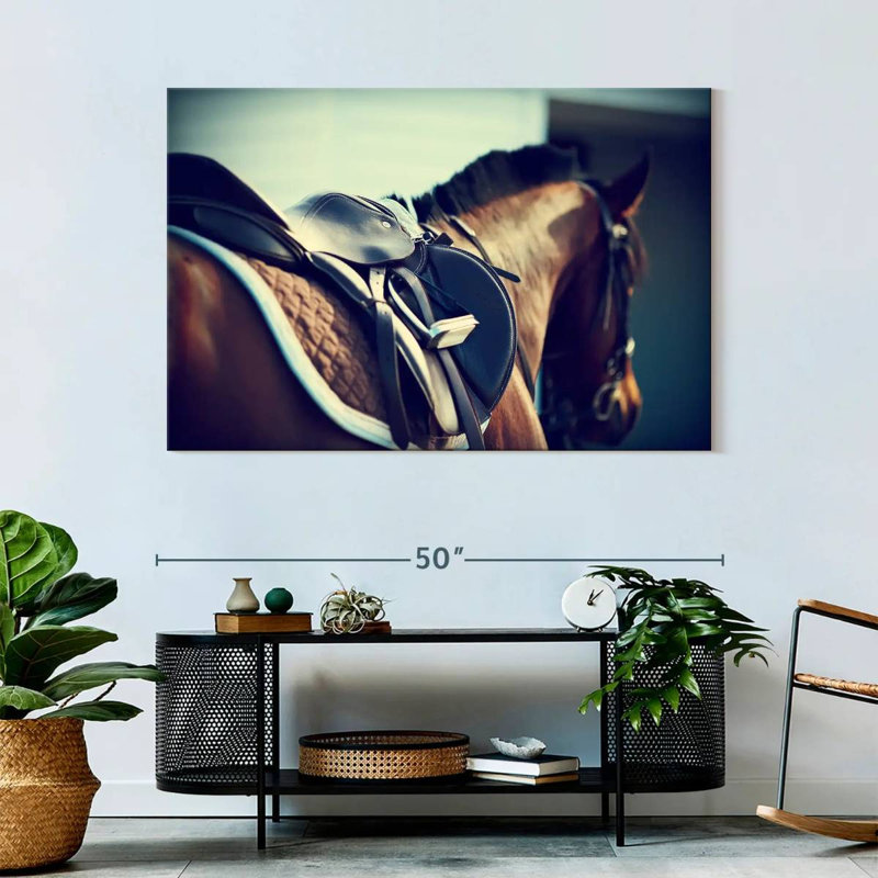 Brampt Saddled Brown Horse, 32" H x 48" W