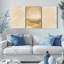 Ensemble de 3 tableaux sur toile à motifs circulaires représentant un paysage désertique, idéal pour décorer un salon, une chambre ou un bureau.-2028964496