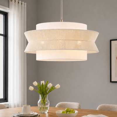 24" 5-Light Double-shade Rope Drum Chandelier