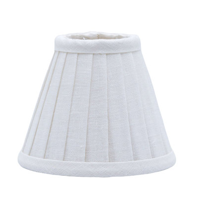 Side Pleat Chandelier Lamp Shade, 2.5" Top, 5" Bottom, Linen White, Flame Clip Fitter Set of 6