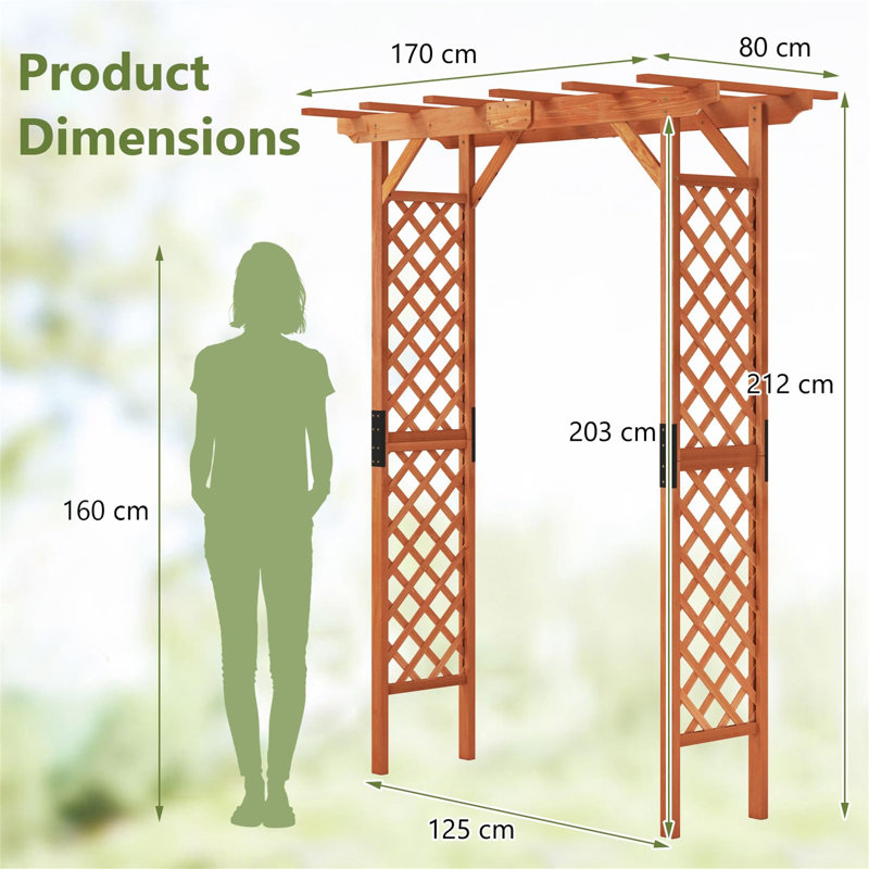 170cm W x 80cm D Manufactured Wood Arbour in Brown
