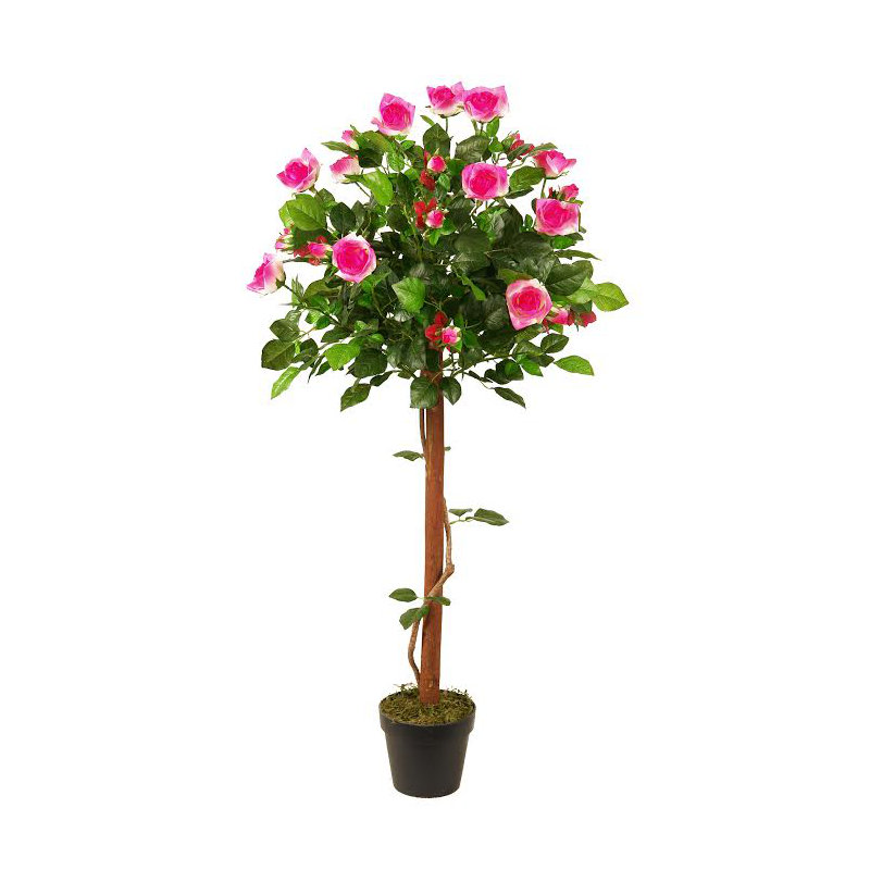 Arbre rose artificiel vert et rose 47 po