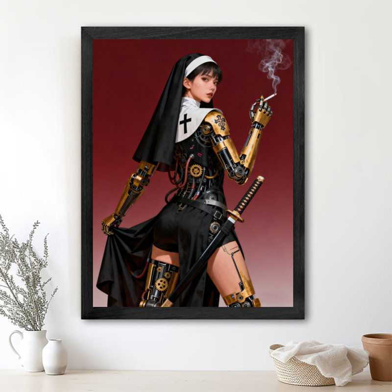Reproduction d'art encadré noir rétro, H 11 po x l 9 po