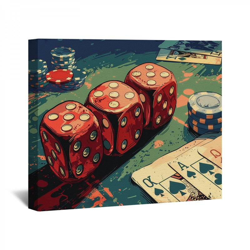 "Jeux d'argent" sur toile, H 11 po x l 14 po x P 3 po