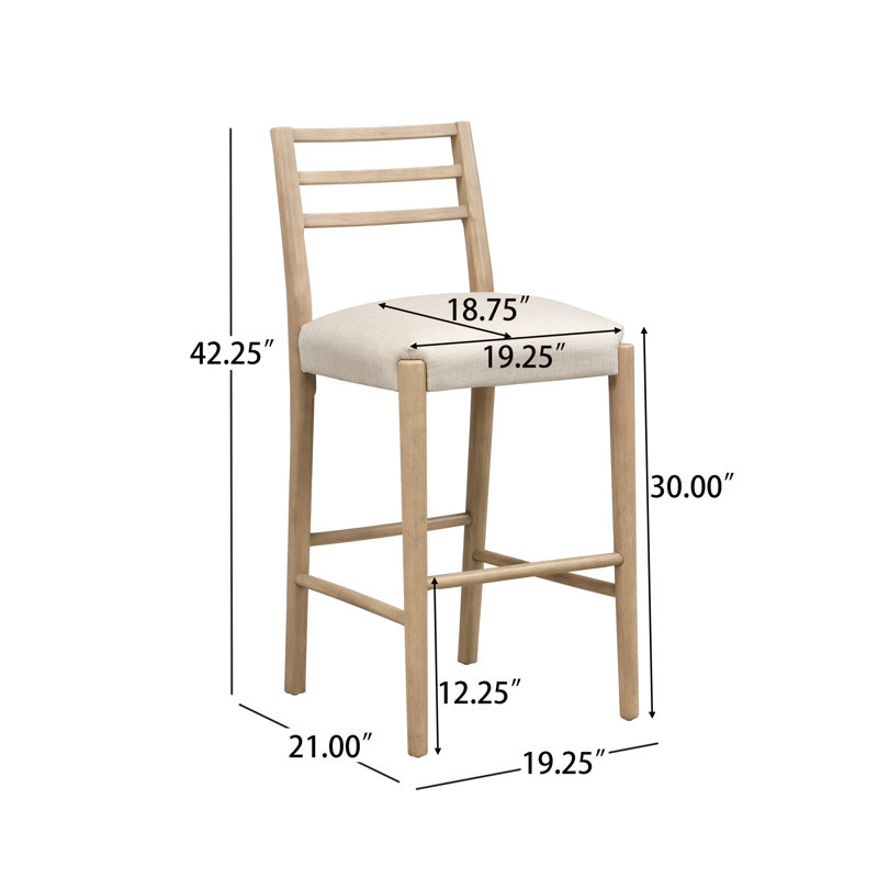 Tabourets de bar à dossier échelle en bois et tissu Farmhouse