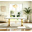 Table de salle à manger rectangulaire moderne et luxueuse de 70 pouces avec plateau imprimé marbre blanc et pied central en acier inoxydable pour la cuisine-606772742