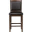 Chaise de comptoir rembourrée en noyer de 2 tabourets de bar en similicuir avec pieds fuselés, rembourrage et dossier solide pour les coins repas, sièges assis, agencements