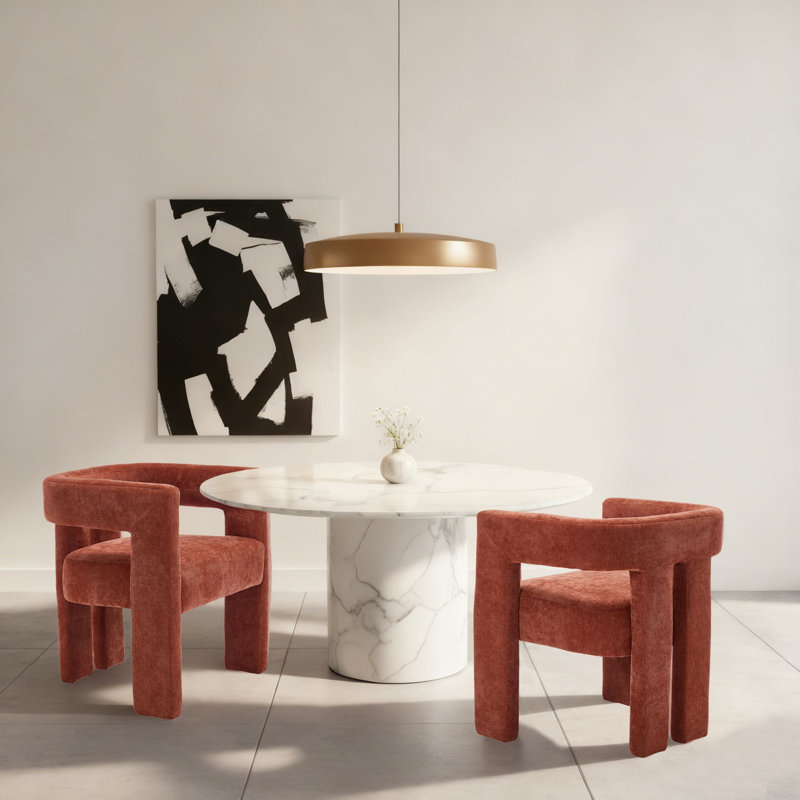 Ensemble de 2 chaises d'appoint modernes en tissu de chenille, rembourrage en mousse et pieds de soutien solides, Orange
