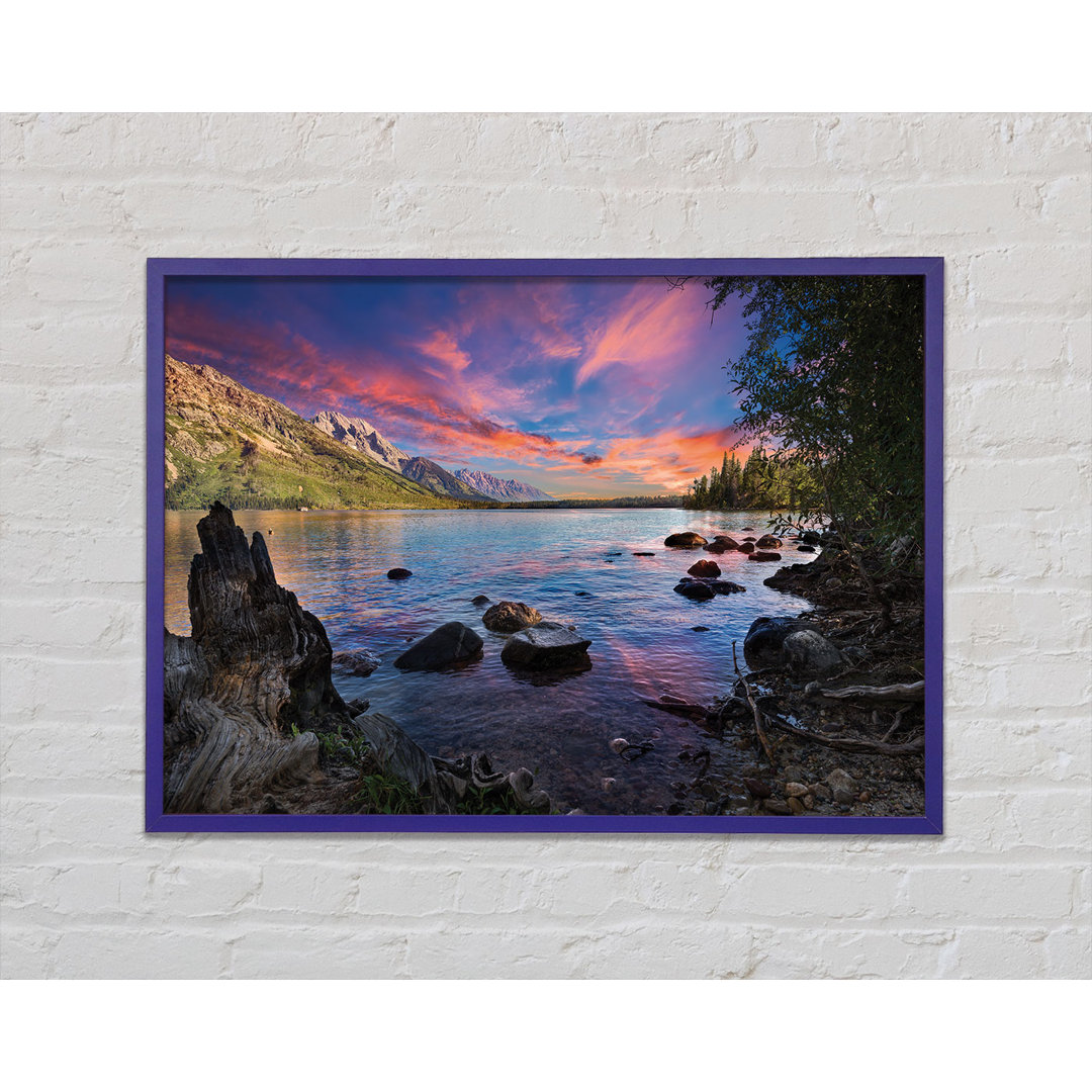 Gerahmtes Leinwandbild Purple Sunset Ocean View Ripples