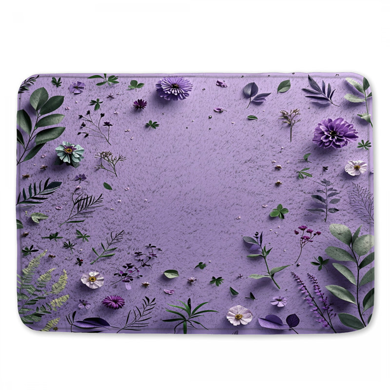 Tapis de bain fleurs mauves Boho, L 34 po x L 21 po