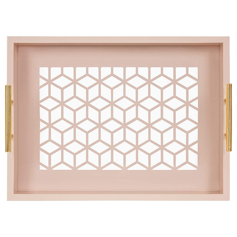 Magalia Narrow Rectangle Serving Tray, Pink, 16.5" W x 12.25" D