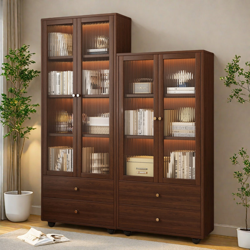 Modern Leisure Classic Combination Storage Cabinet, (3 Shelves) 78.7"H x 55.1"W x 13.7"D, Brown
