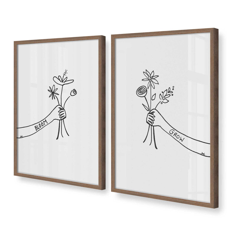 Ensemble de 2 impressions «Grow with love», 48 po x 32 po, Impression encadrée, Noyer