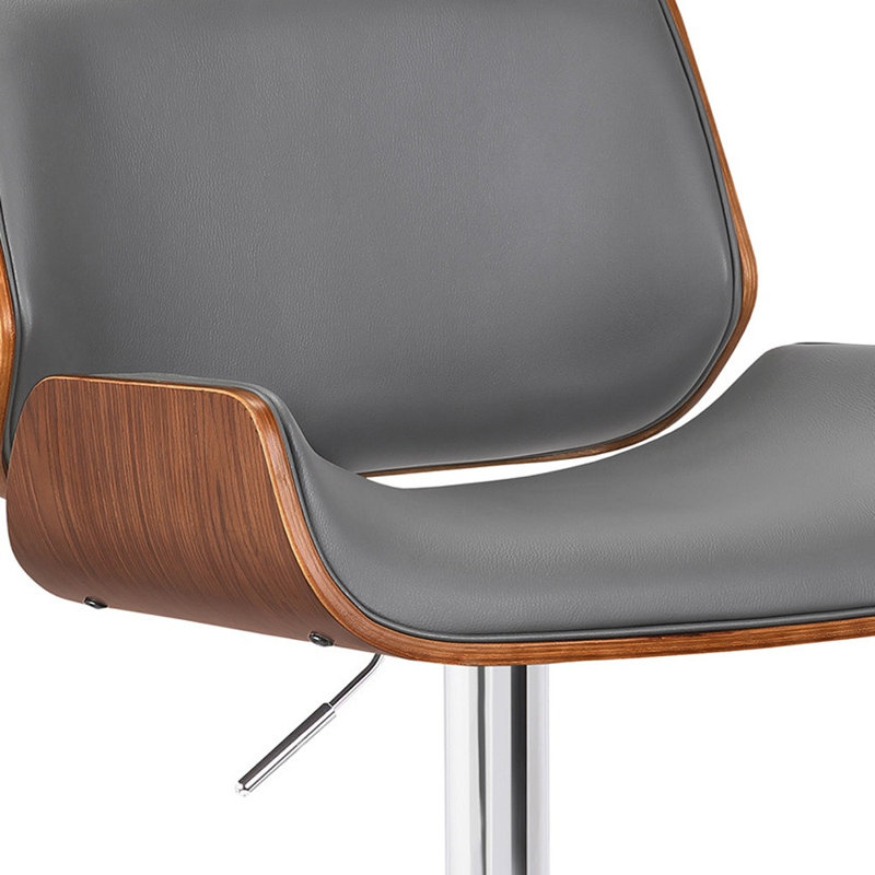 Tabouret de bar rembourré à base chromée, Gris