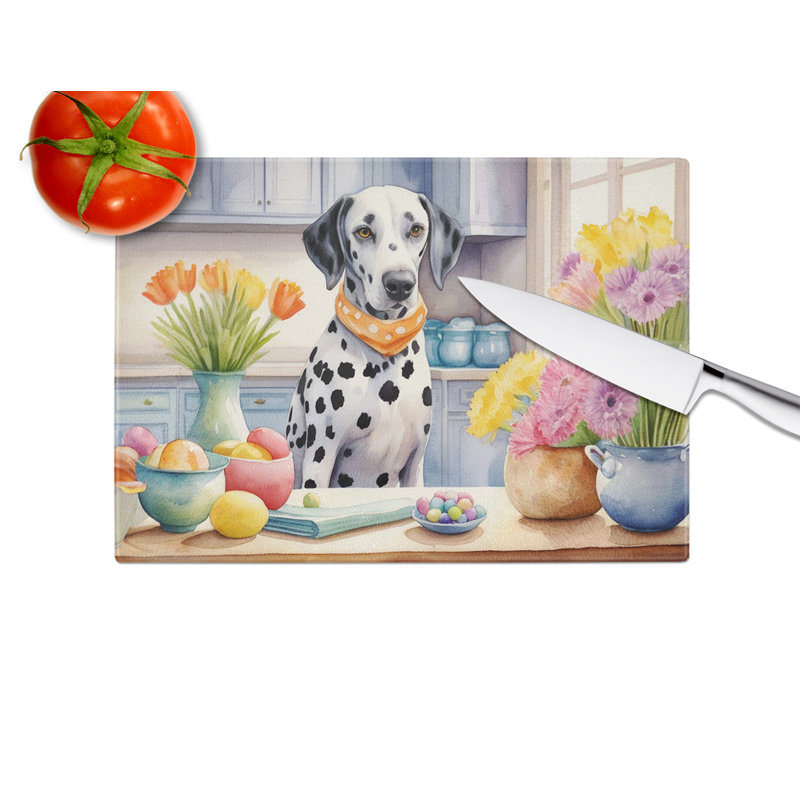 Planche à découper en verre décoratif dalmatien de Pâques