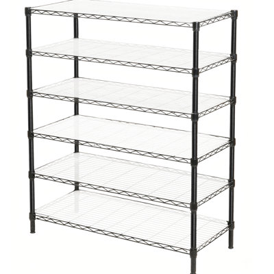 Adjustable 3 Tier Wire Shelf Unit Of 2, 1050Lbs Capacity, Heavy Duty, With Liners, Expandable To 6 Tier, 48" L X 18" D 96" H, Black Shelving