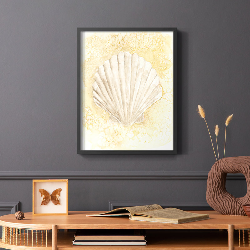 Reproduction encadrée Salty Seashell II - bois massif, Noir, H 10 po x l 8 po