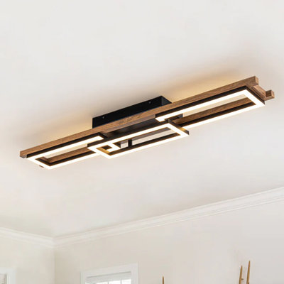 Imitation Wood Led Rectangle Flush Mount Light