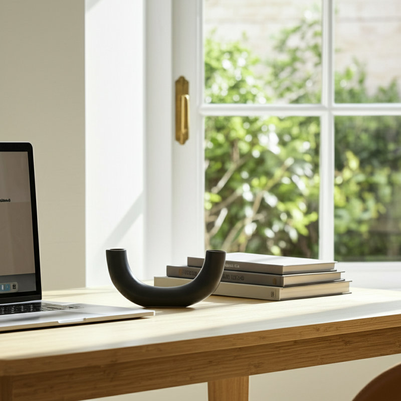 Cordney Modern Sculptural Ceramic Vase - Sleek Stoneware Decorative Accent, Black
