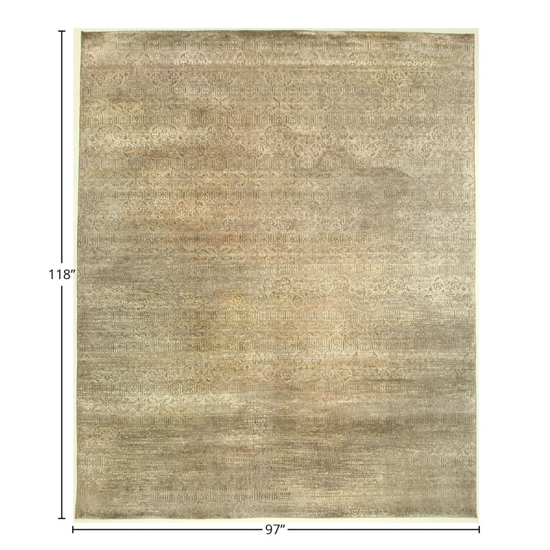 Handmade Cotton and Silk Abstract Area Rug
