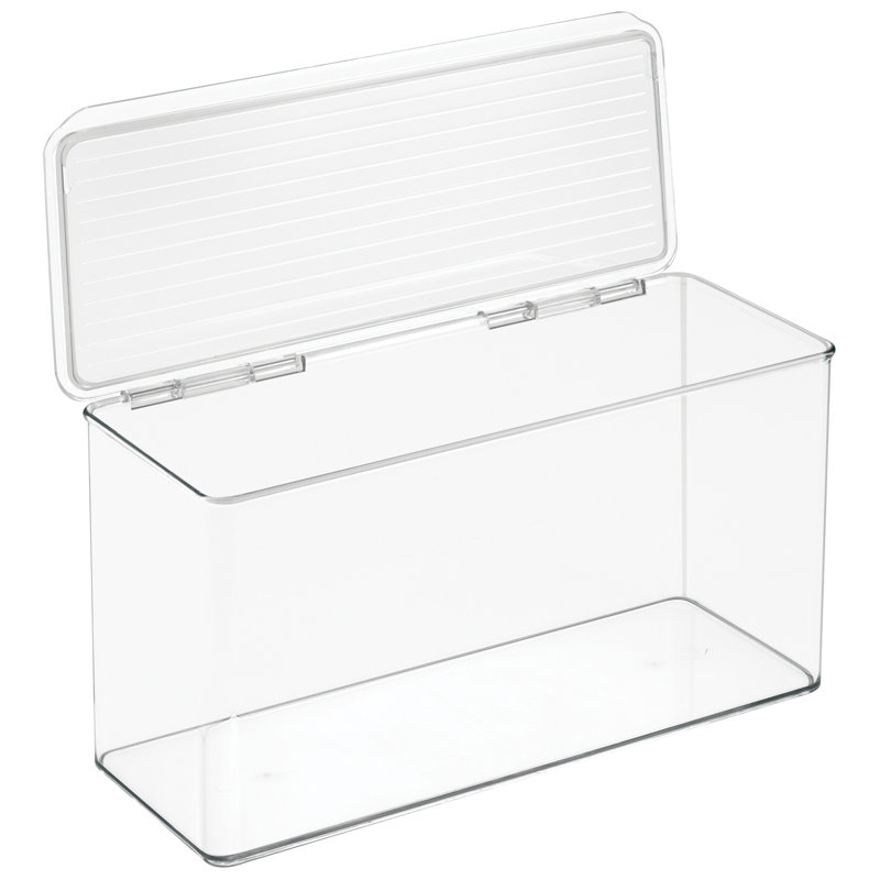 Stackable Hinged-Lid Pantry or Kitchen Storage Box - Lidded Storage Box for Organizing Cabinets and Under Sinks