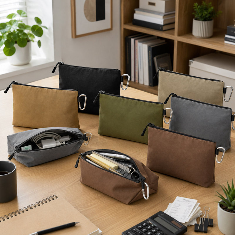 Ensemble de 6 pochettes à outils en toile 12 po, fond plat