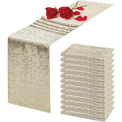 Champagne sequin table flag 12 sequin table flag metal glitter tablecloth