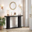 Console ovale cannelée 42,5 po - Table d'entrée étroite avec tablette de rangement, canapé moderne pour le couloir, le vestibule et le canapé derrière, noir-1011476981
