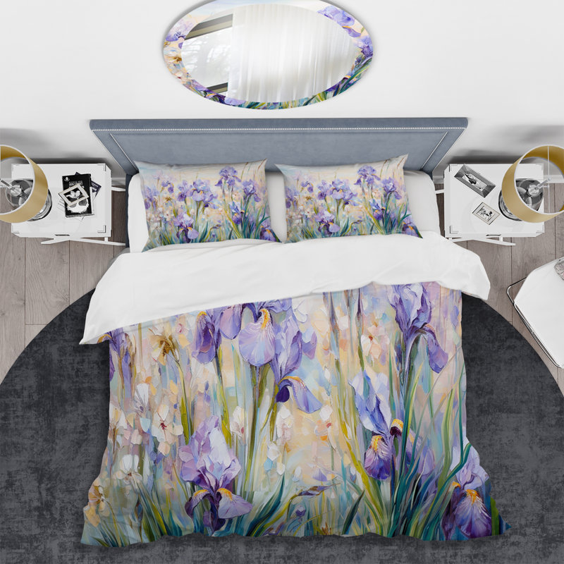 Ensemble de housse de couette Purple Irises Country Charm - Flowers, Housse de couette très grand et 2 très grandes t