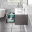 48 po Hereford Ensemble de meuble-lavabo mural en béton gris avec comptoir en quartz Carrara et lavabos en porcelaine encastrés-1848183233