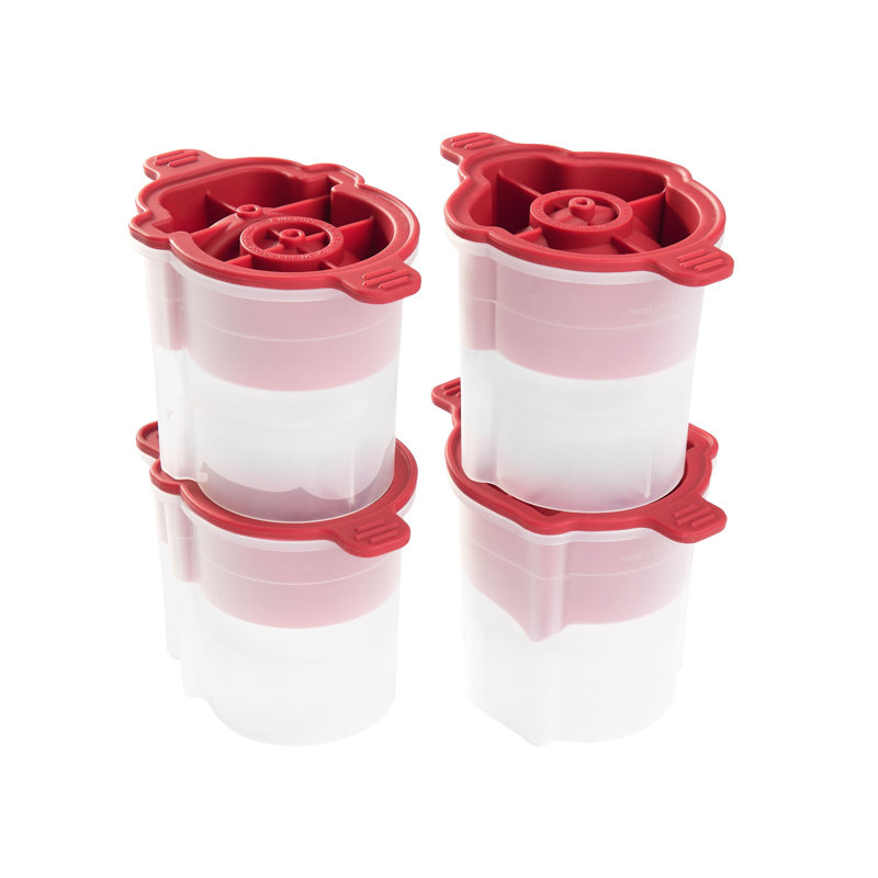 Tovolo Snowman Ice Molds Set of 4 for Holiday Cocktails and Winter Drinks, Red