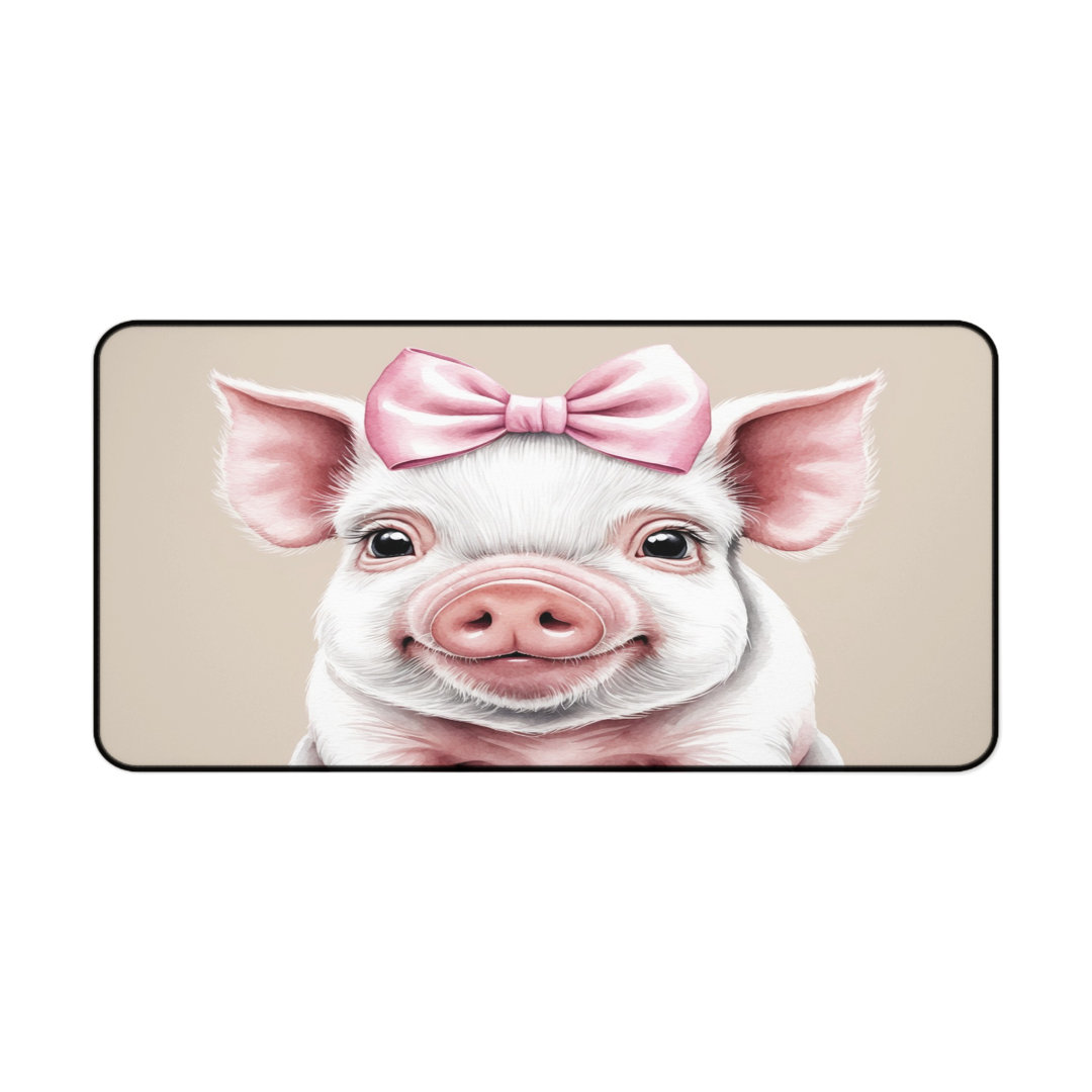 Cute Piglet Pink Bow Desk Mat