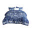 Ensemble de literie pour édredon Celestial - Grand médaillon floral bleu marine