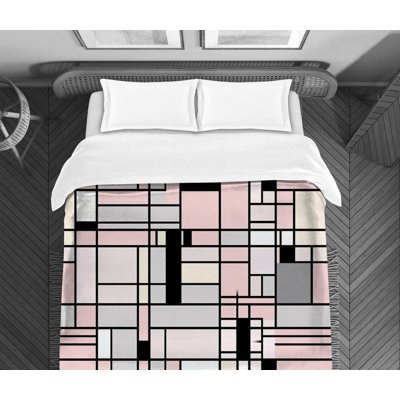 Mondrian Bedding Geometric Comforter Black