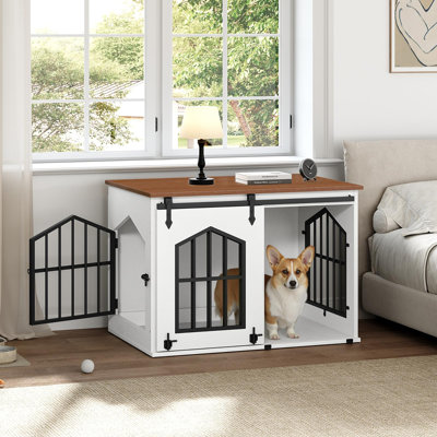 Chenil de ferme 31,5 "avec porte de grange coulissante