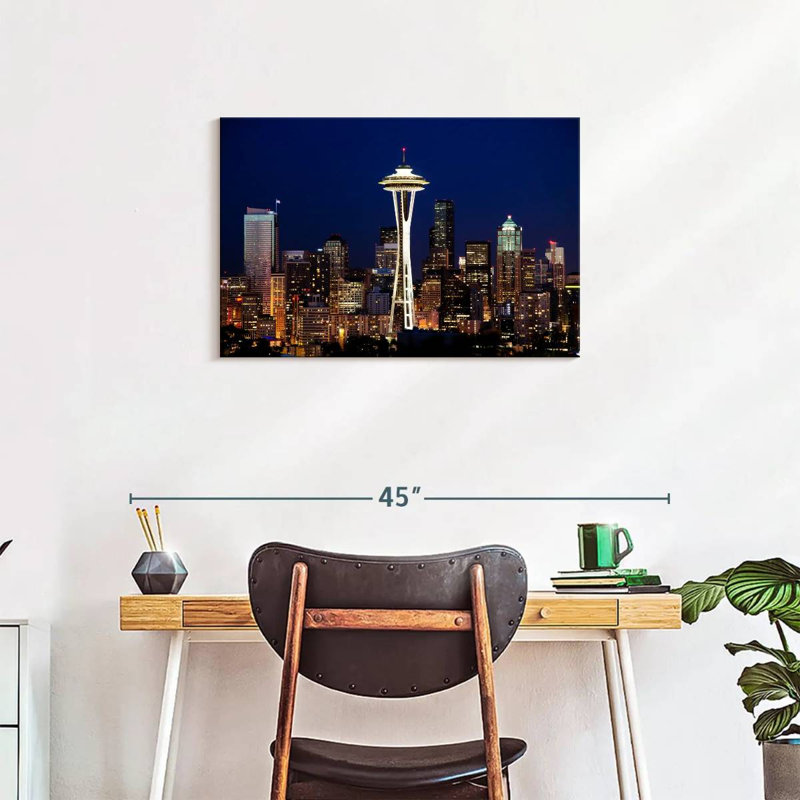 Ravi Seattle Night Cityscape, 20" H x 30" W