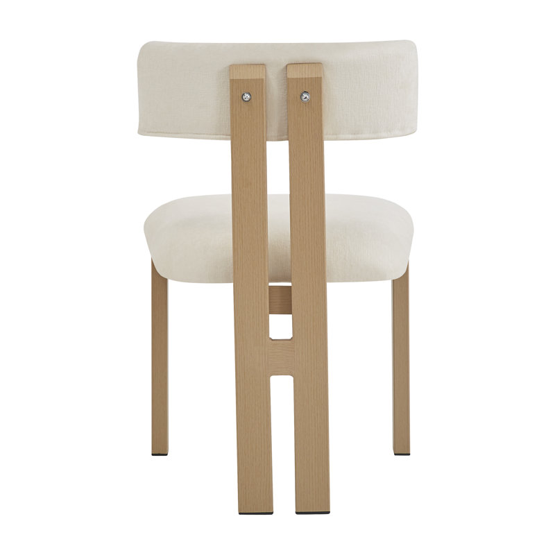 Mathel Modern Fabric Upholstered Armless Dining Chairs with Sleek Metal Legs, Beige Polyester/Natural Frame, 2
