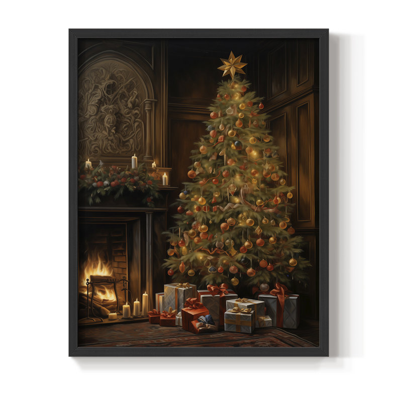 «Christmas Holiday Art» DCLxx, reproduction d'art encadrée - bois massif, Noir, noir, noir, noir, H 11 po x l 9 po
