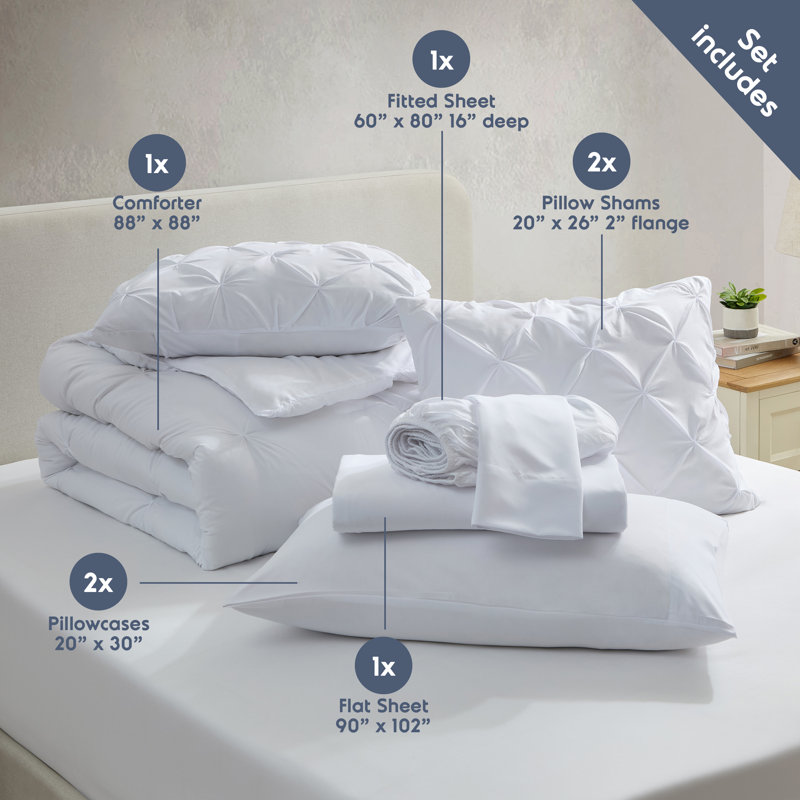 White Queen Down Alternative Microfiber 7-Piece Bedding Set