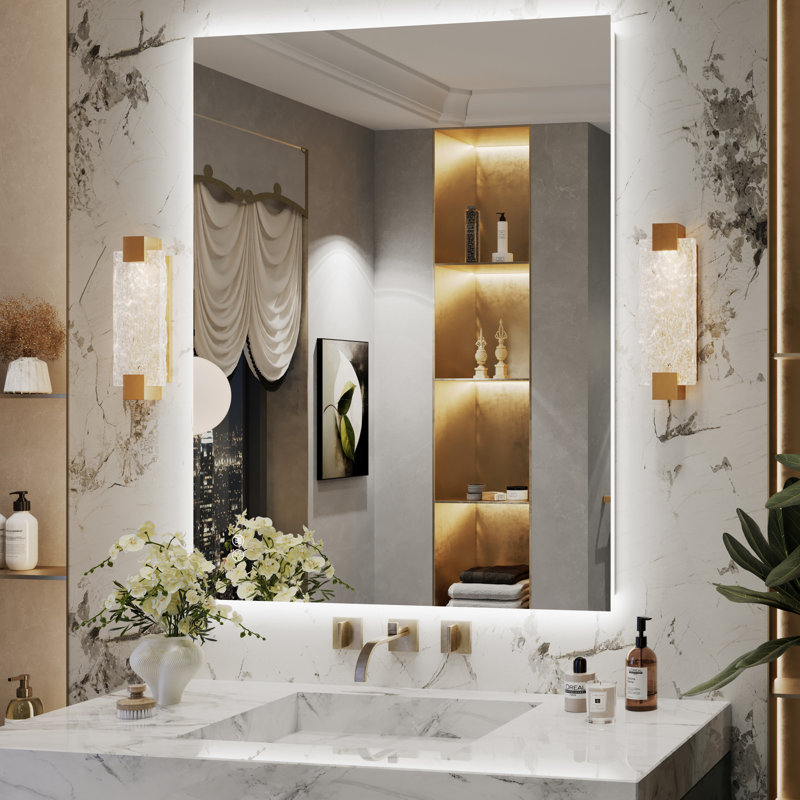 Miroir de salle de bain à DEL rétroéclairé sans cadre certifié Lunara UL, 36 po x 28 po