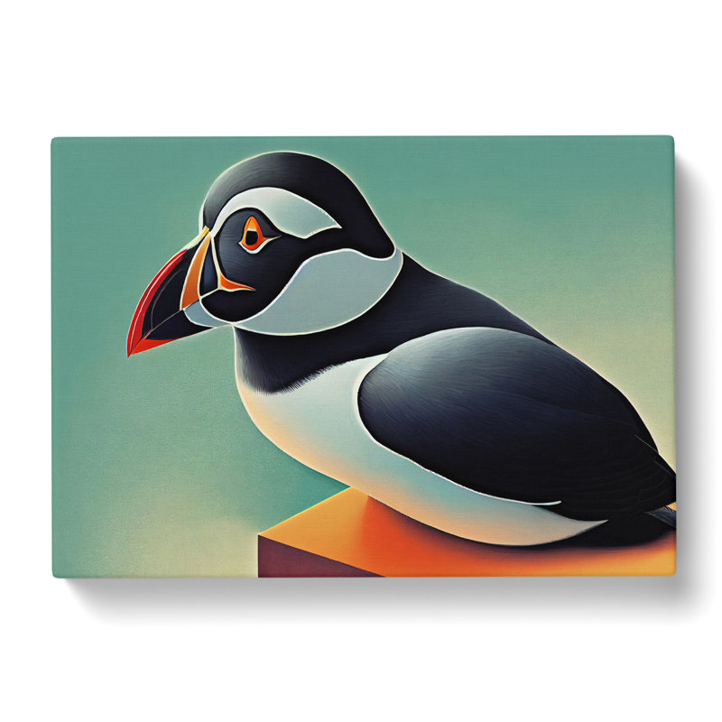 Enticing Puffin Bird - Wrapped Canvas, 35cm H x 50cm W x 3cm D
