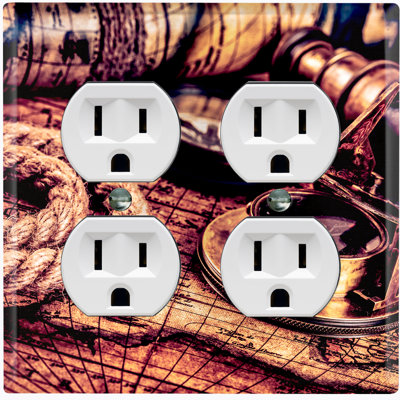 Metal Light Switch Plate Outlet Cover (Map Vintage Pocket Watch Globe   - Single Toggle)